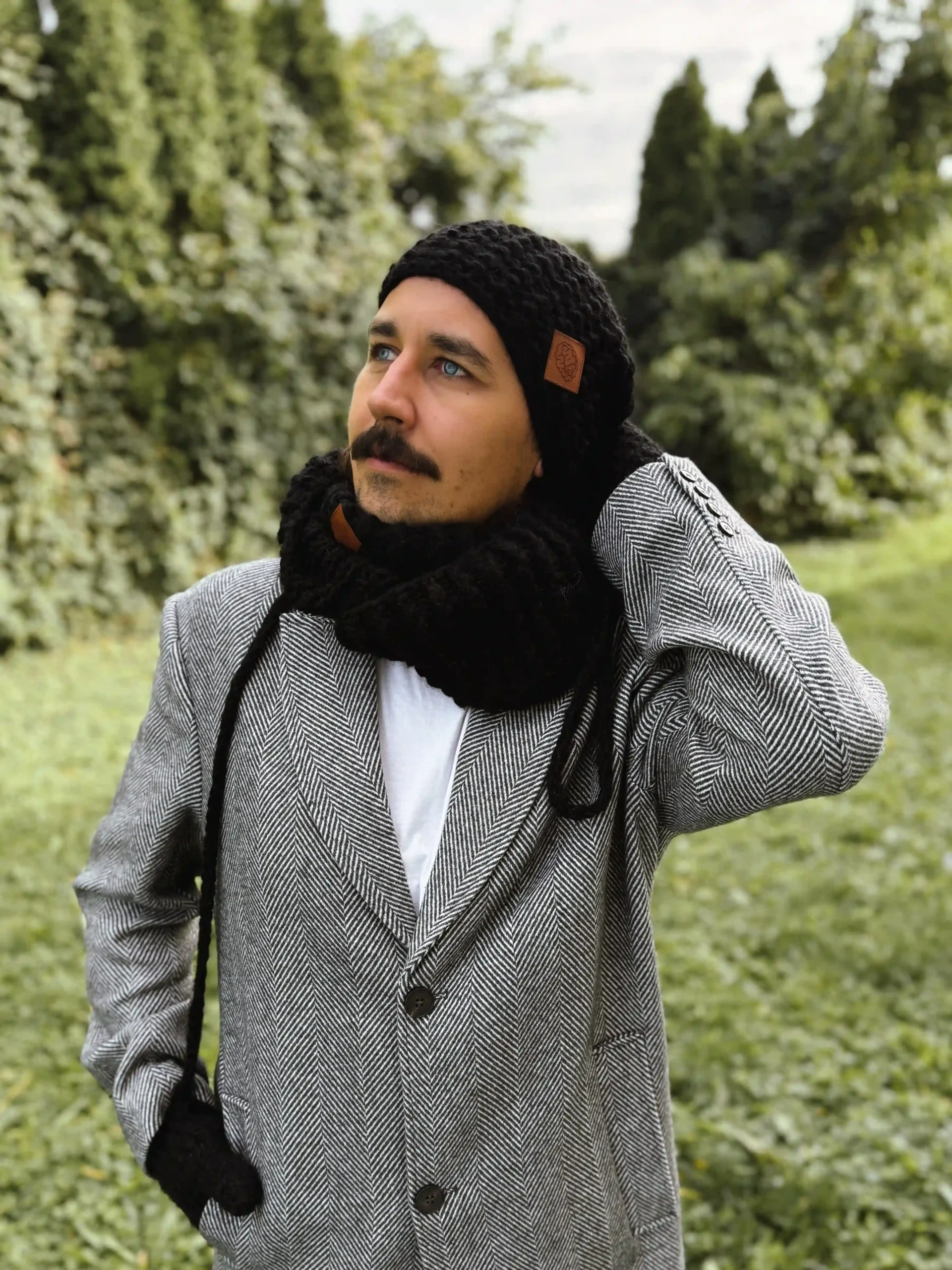 Męska czapka MERINO Neverland "Czarny" + podszewka JEDWAB 48 czapka merino czarna meska scaled 1