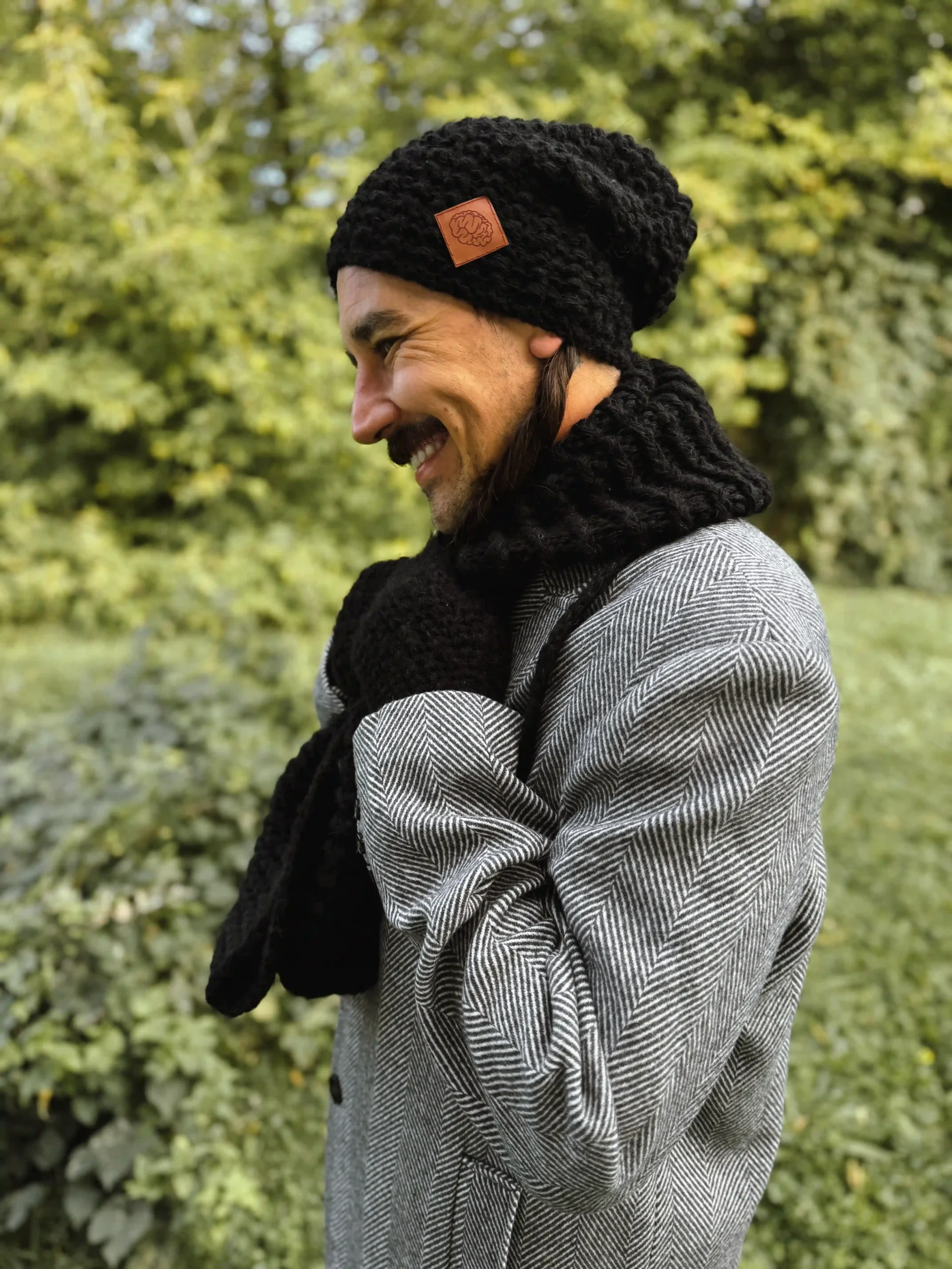 Męska czapka MERINO Neverland "Czarny" + podszewka JEDWAB 56 czapka merino meska czarna scaled 1