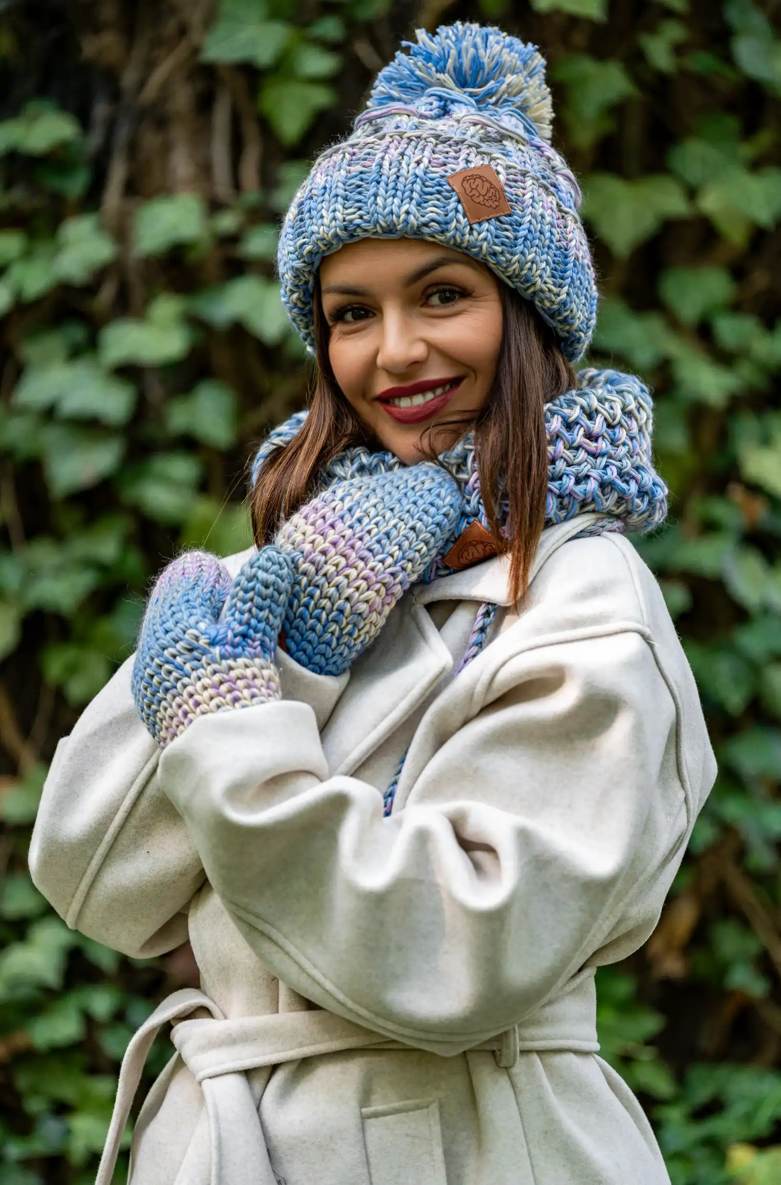 Czapka MERINO 100% Euforia "Pastele" 40 czapka merino zpomponem kolorowa