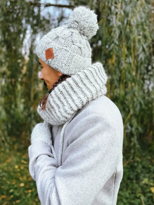 Męska czapka MERINO Euforia "Wybielony szary" 23 czapka meska merino szara scaled 1