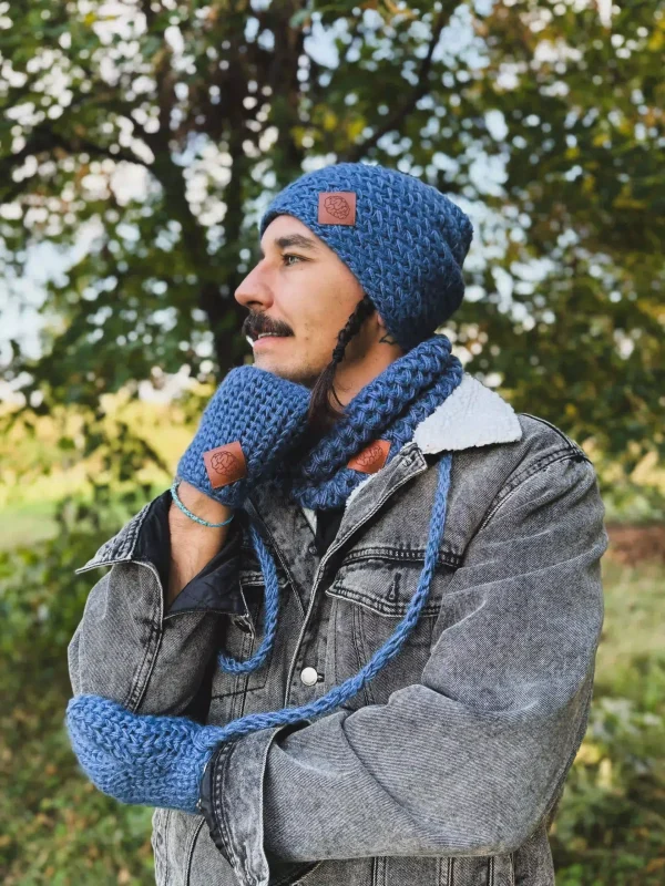Męska czapka MERINO Explorer "Ciemny niebieski" 7 czapka na drutach scaled 1