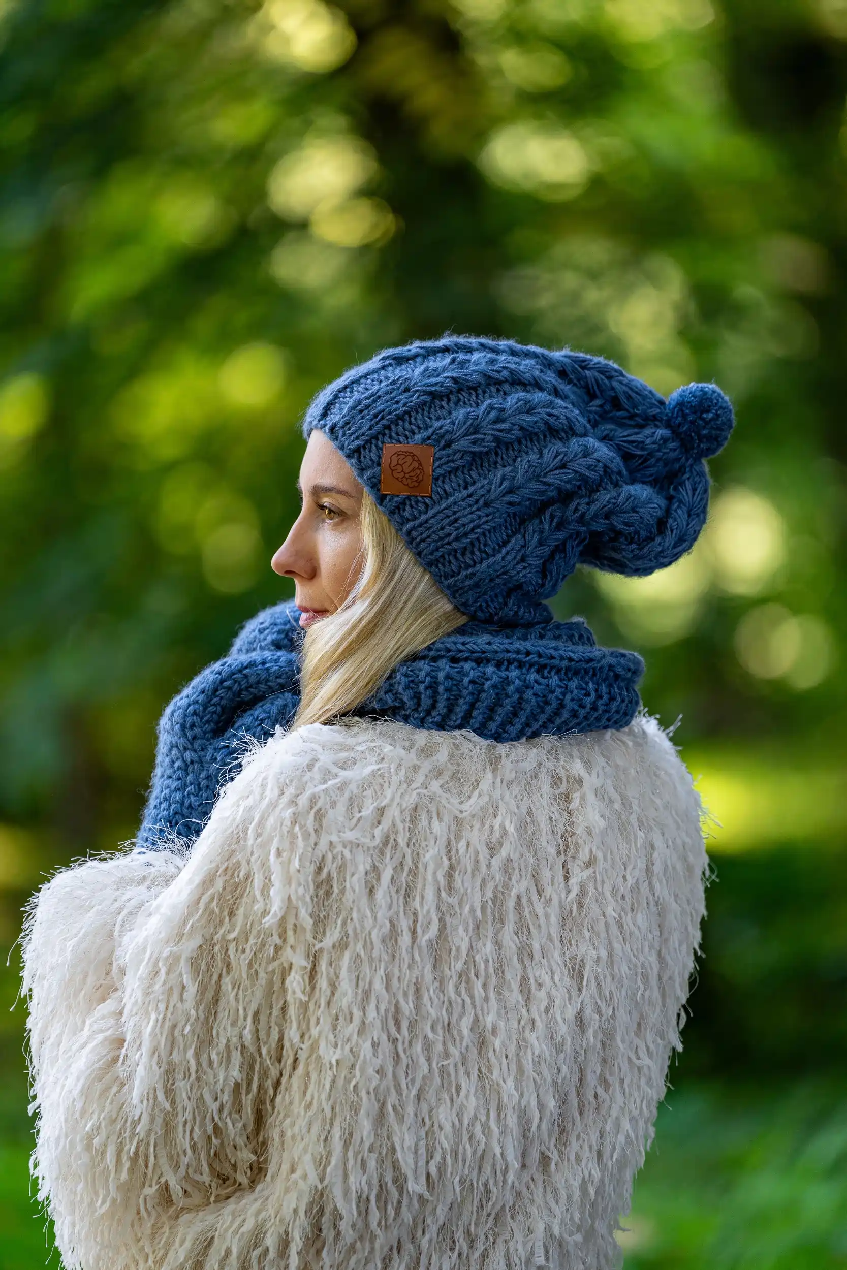 Czapka MERINO Smile "Ciemny niebieski"+ podszewka JEDWAB 42 czapka na zamowienie merino 1