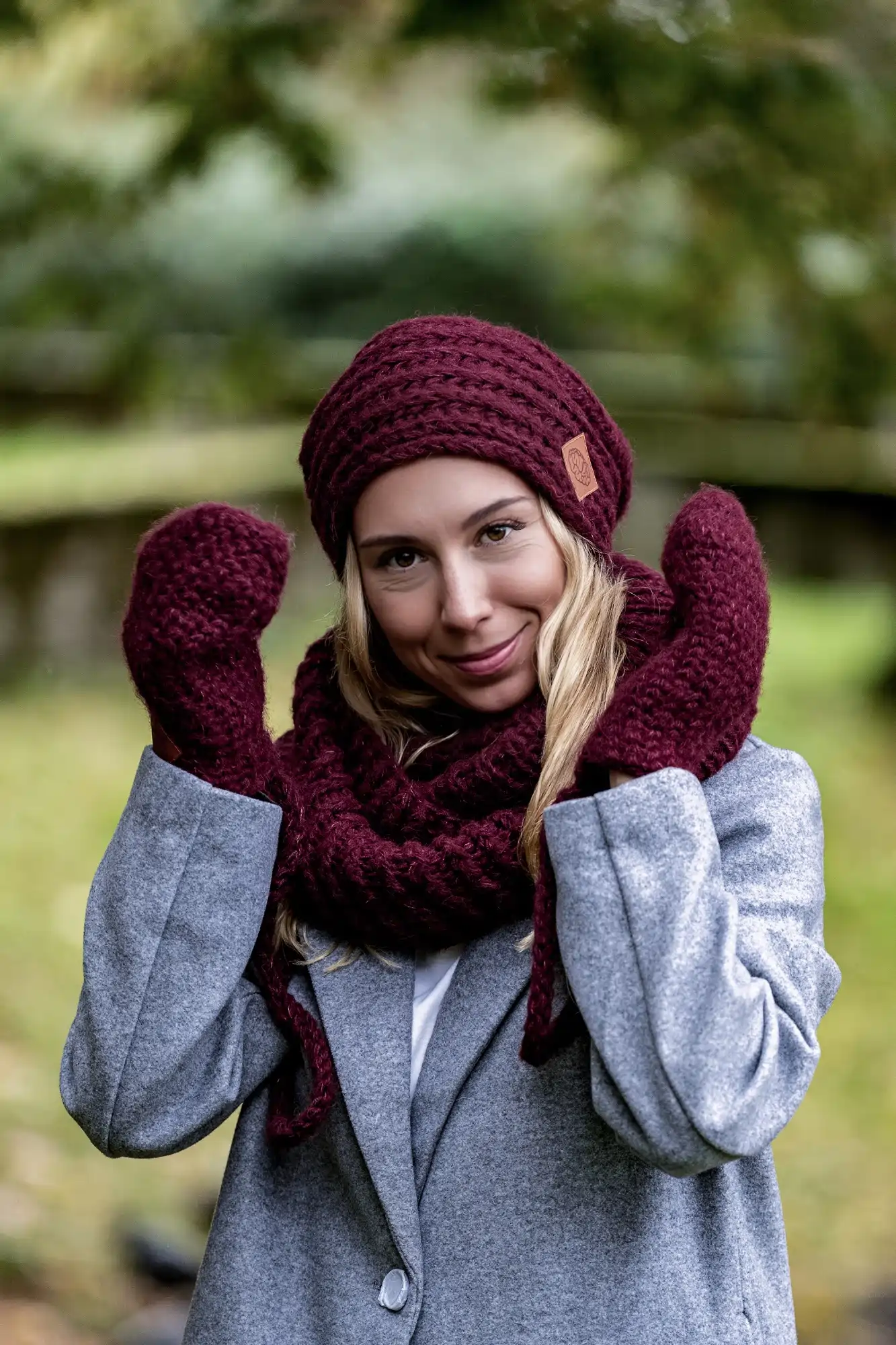 Rękawiczki MERINO "Bordo" 47 czapka nie elektryzuje wlosow