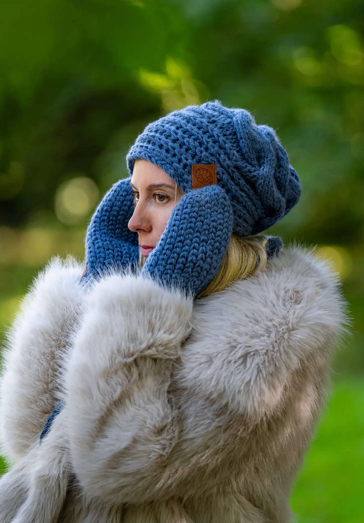 Rękawiczki MERINO "Ciemny niebieski" 47 czapka oversize merino