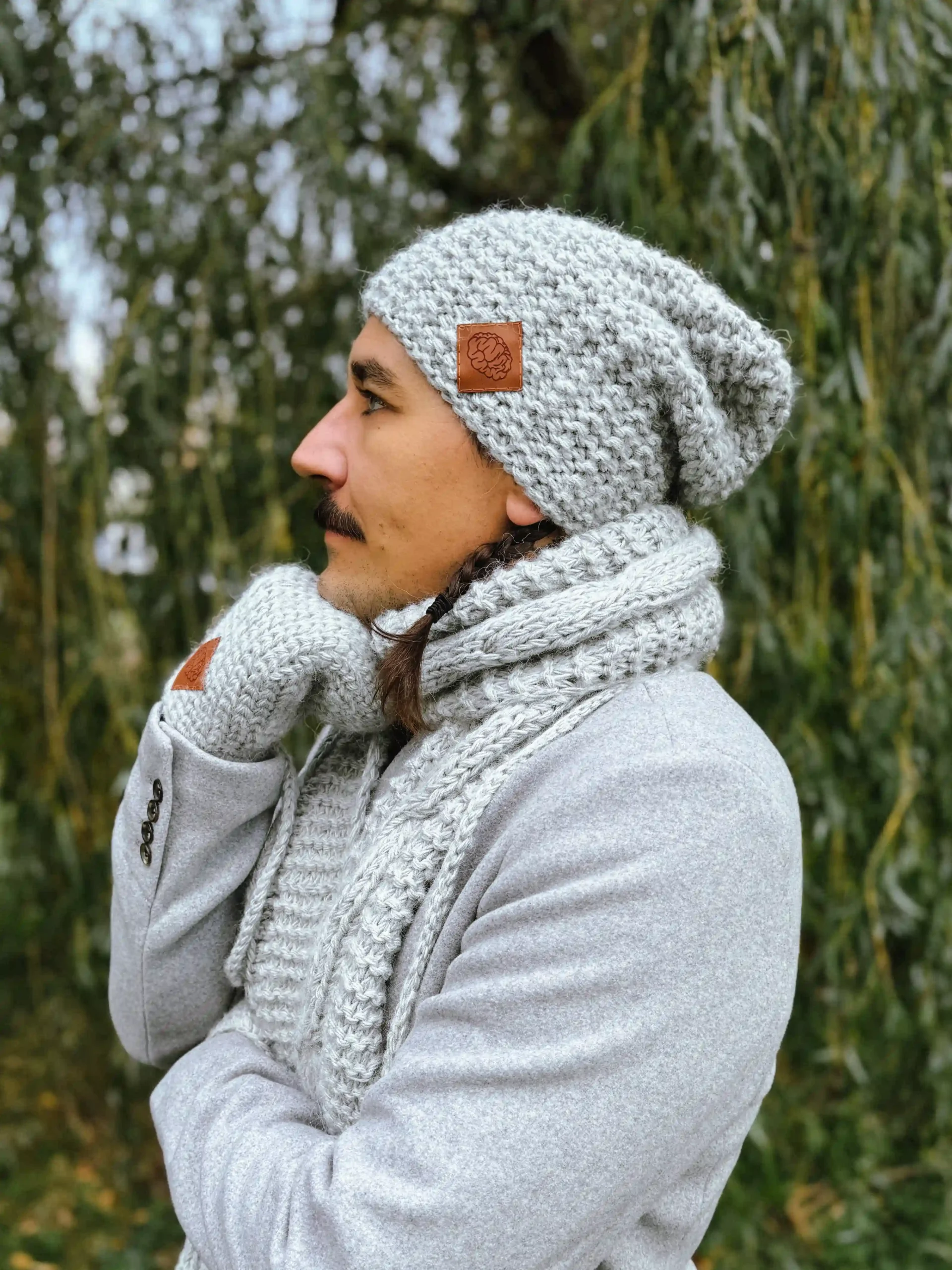 Męska czapka MERINO Neverland "Wybielony szary" + podszewka JEDWAB 85 czapka z jedwabna podszewka scaled 1