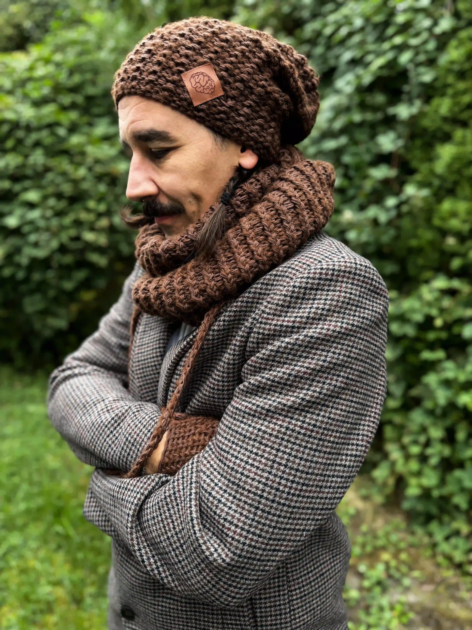 Męska czapka MERINO Neverland "Brąz" + podszewka JEDWAB 53 czapka z merynosa 1 scaled 1