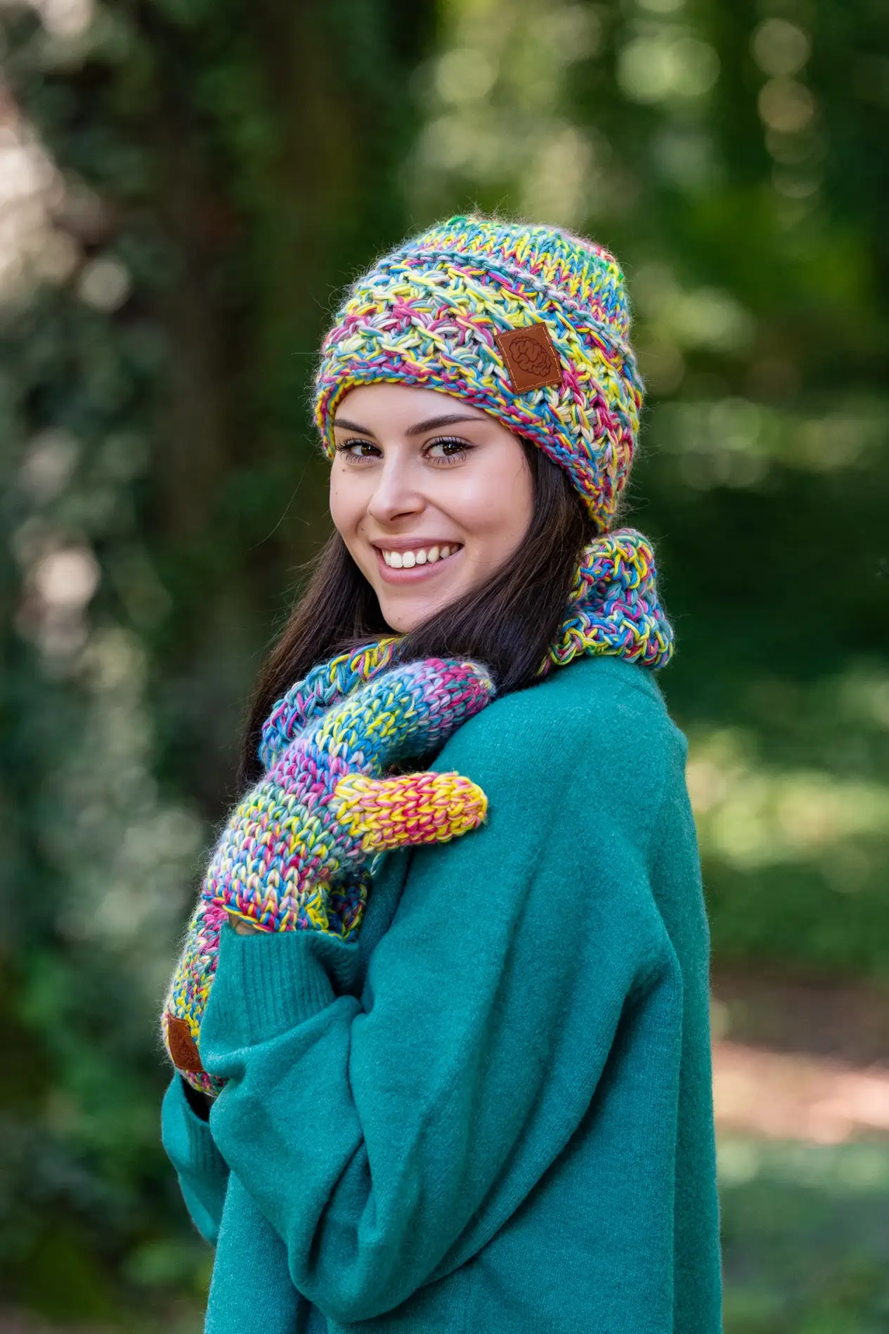Czapka MERINO 100% Hope "Cukierki" + podszewka BAWEŁNA 73 czapka z podszytym jedwabiem