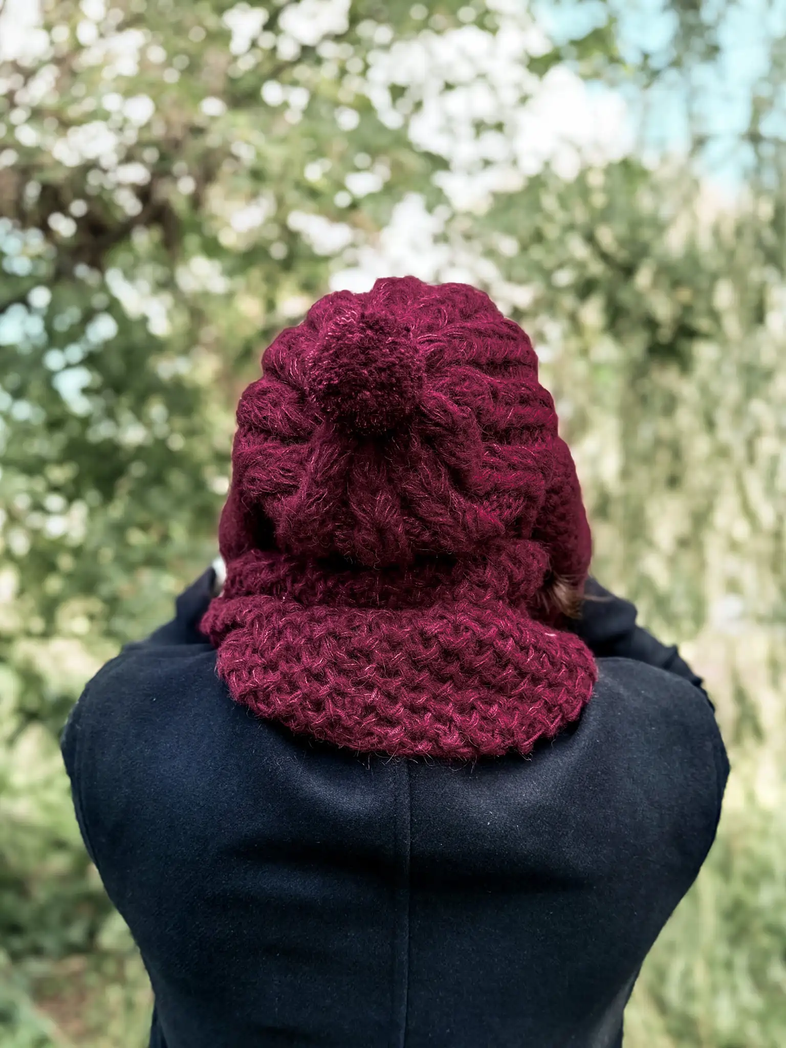 Męska czapka MERINO Smile "Bordo" + podszewka JEDWAB 3 czapka z pomponem meska merino
