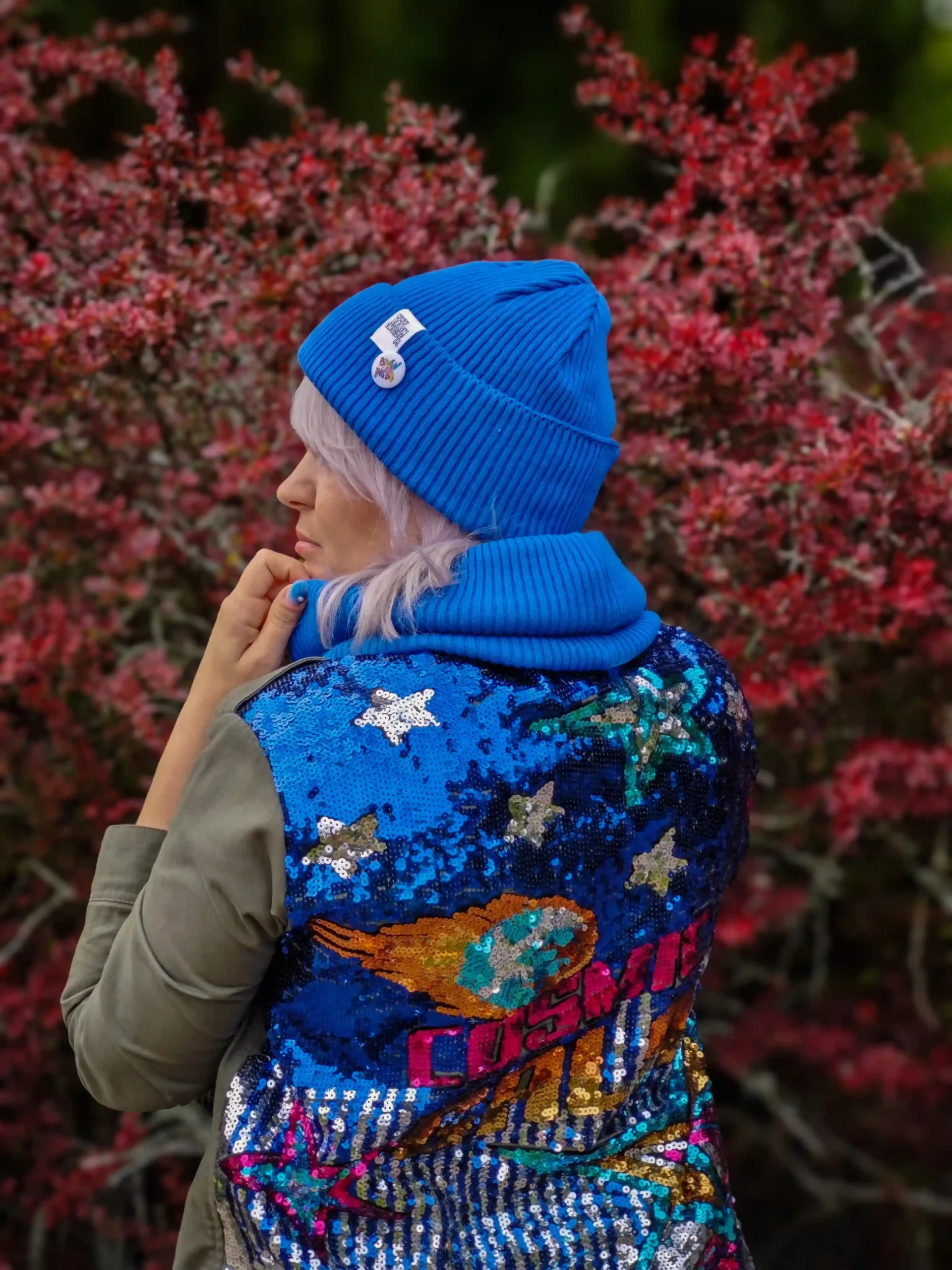 Czapka beanie z bawełny logo kolorowe "Niebieski Kobalt" 179 czapka z wywinieciem beanie niebieska scaled 1