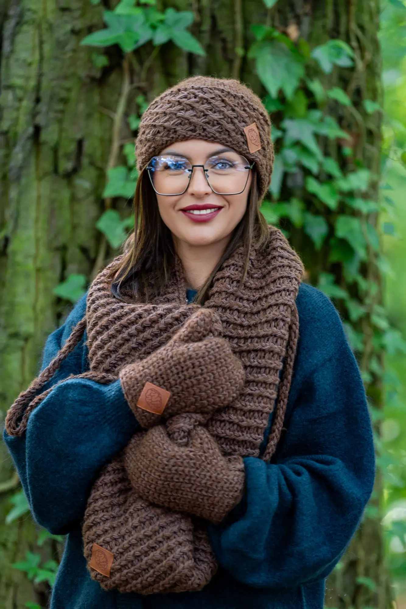 Czapka MERINO Hope "Brązowy" + podszewka JEDWAB 184 czapka zimowa braz merino