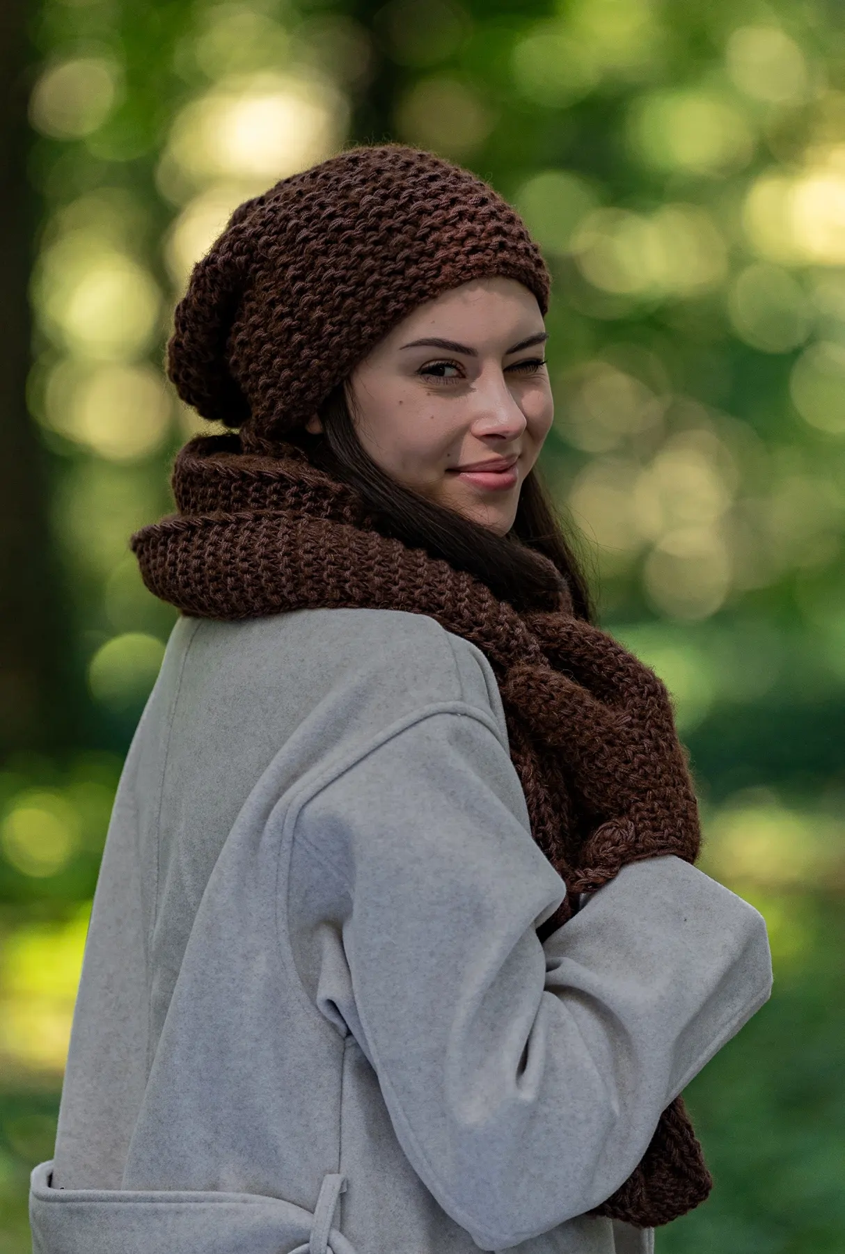 Czapka MERINO Neverland "Brązowy" + podszewka JEDWAB 24 czapka zimowa brazowa damska