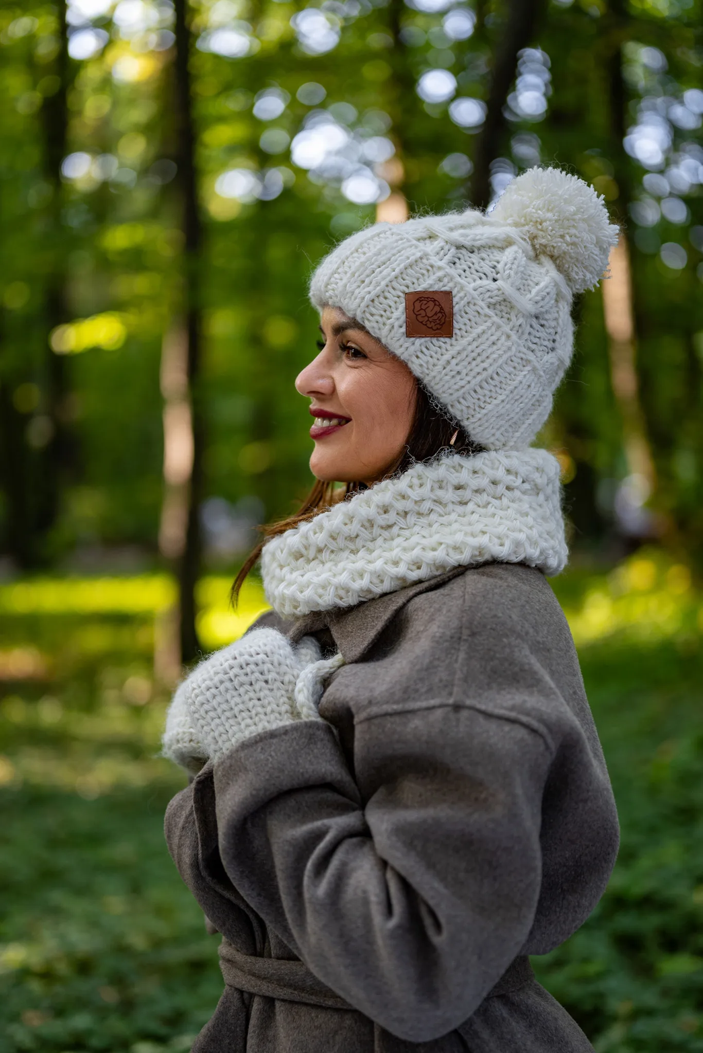 Mały komin MERINO "Beżowy ecru" 20 czapka zimowa ecru merino 1