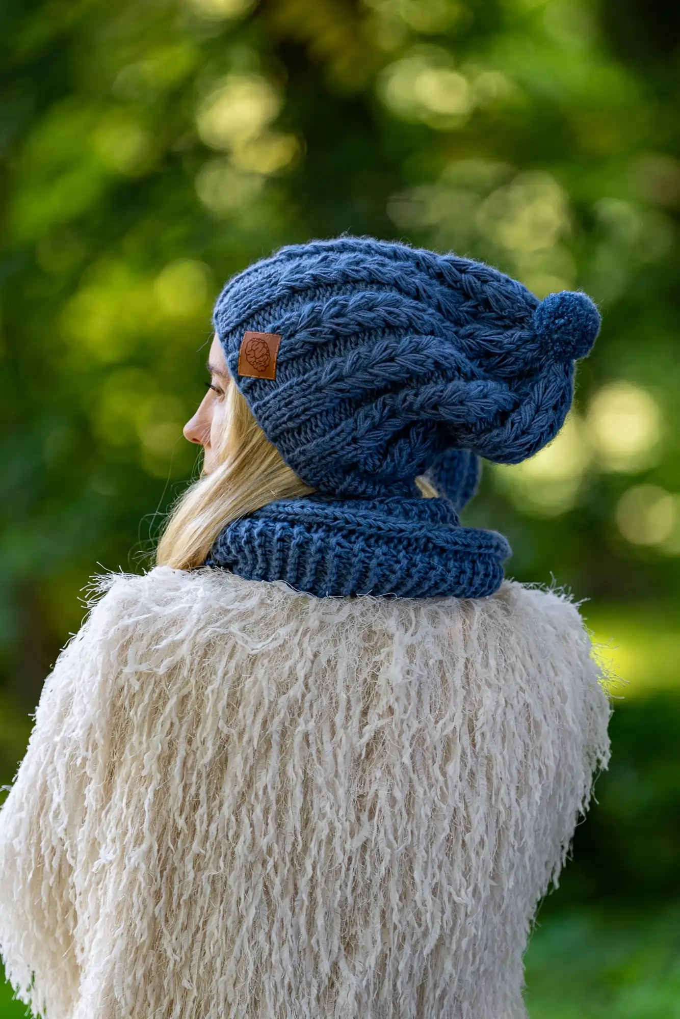 Czapka MERINO Smile "Ciemny niebieski"+ podszewka JEDWAB 43 czapka zimowa merino z jedwabna podszewka
