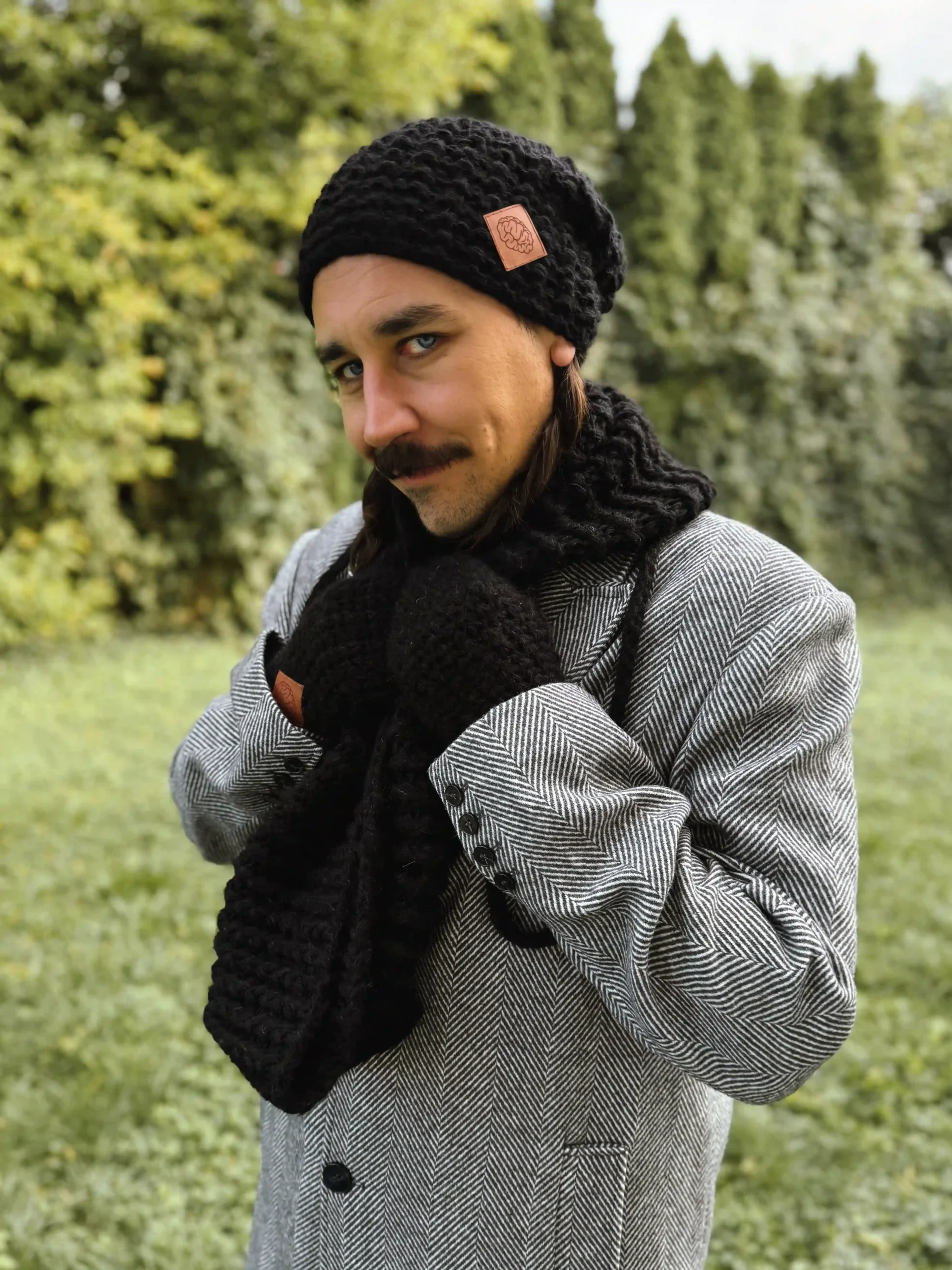 Męska czapka MERINO Neverland "Czarny" + podszewka JEDWAB 47 czapka zimowa meska merino czarna scaled 1