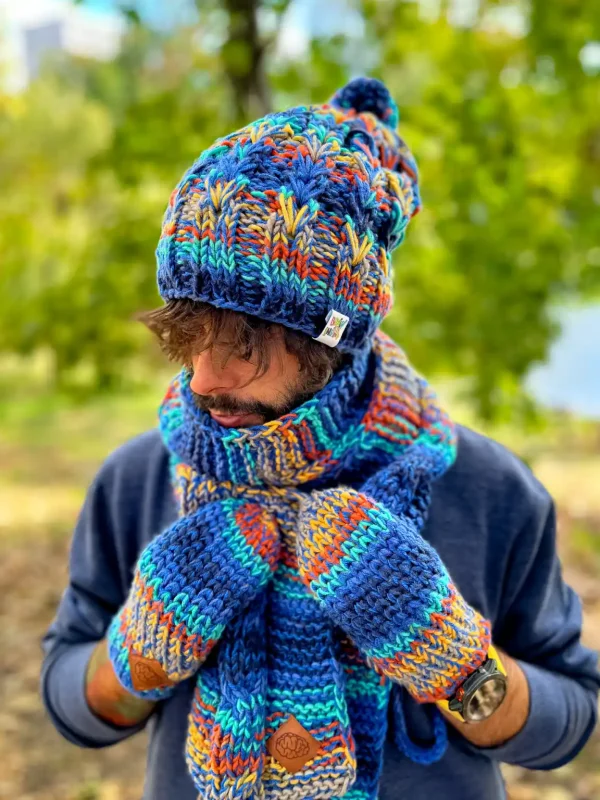 Męska czapka MERINO 50% "Górski potok" SMILE 11 czapka meska handmade