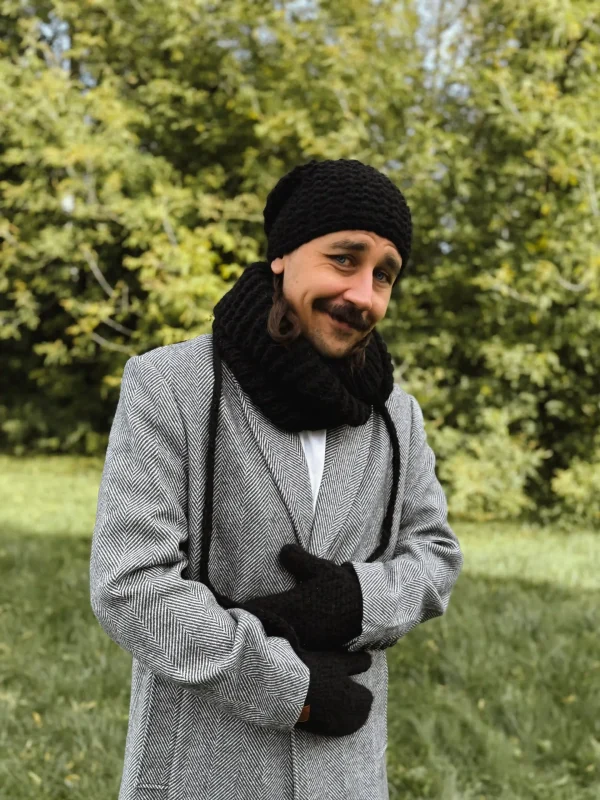 Męskie rękawiczki MERINO "Czarny" 12 czarne rekawiczki meskie merino scaled 1