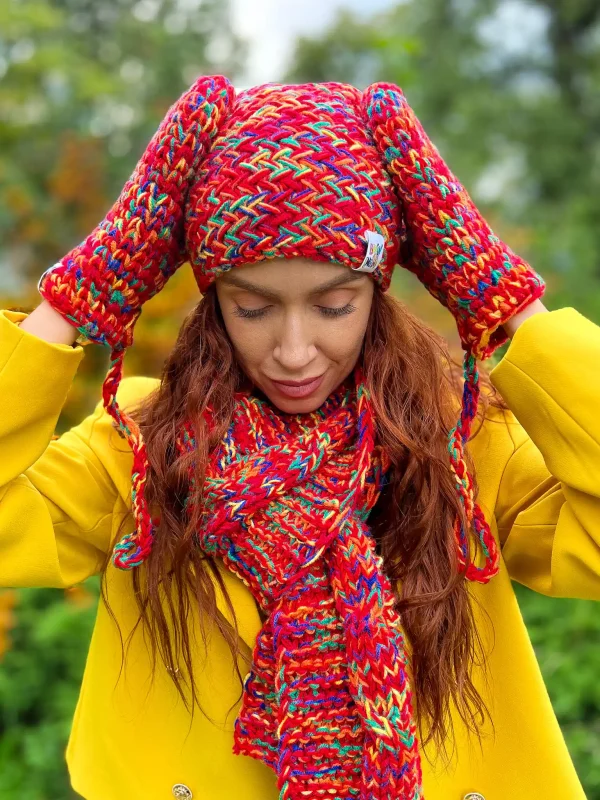 Czapka ręcznie robiona MERINO 50% EXPLORER ,,Czerwienie" 9 czerwona recznie robiona czapka bez pompona