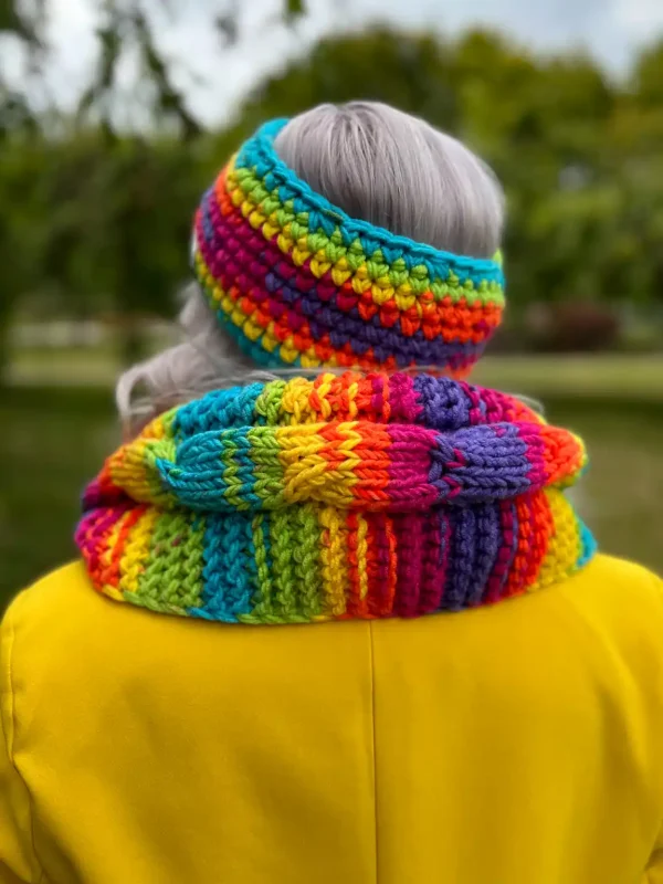 OPASKA podszyta polarem ,,Tęcza" 7 damska opaska handmade