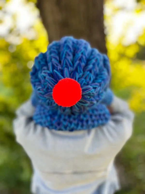 Czapka MERINO 100% ,,Niebieskości" SMILE + podszewka BAWEŁNA 10 dluga niebieska czapka handmade brain inside 1