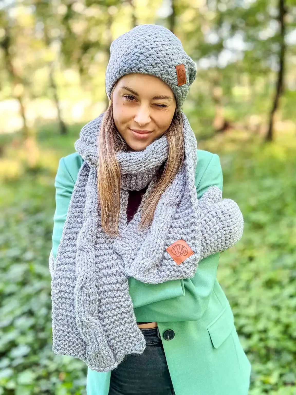 SZAL handmade "Szary szalik" 25 dlugi szal merino