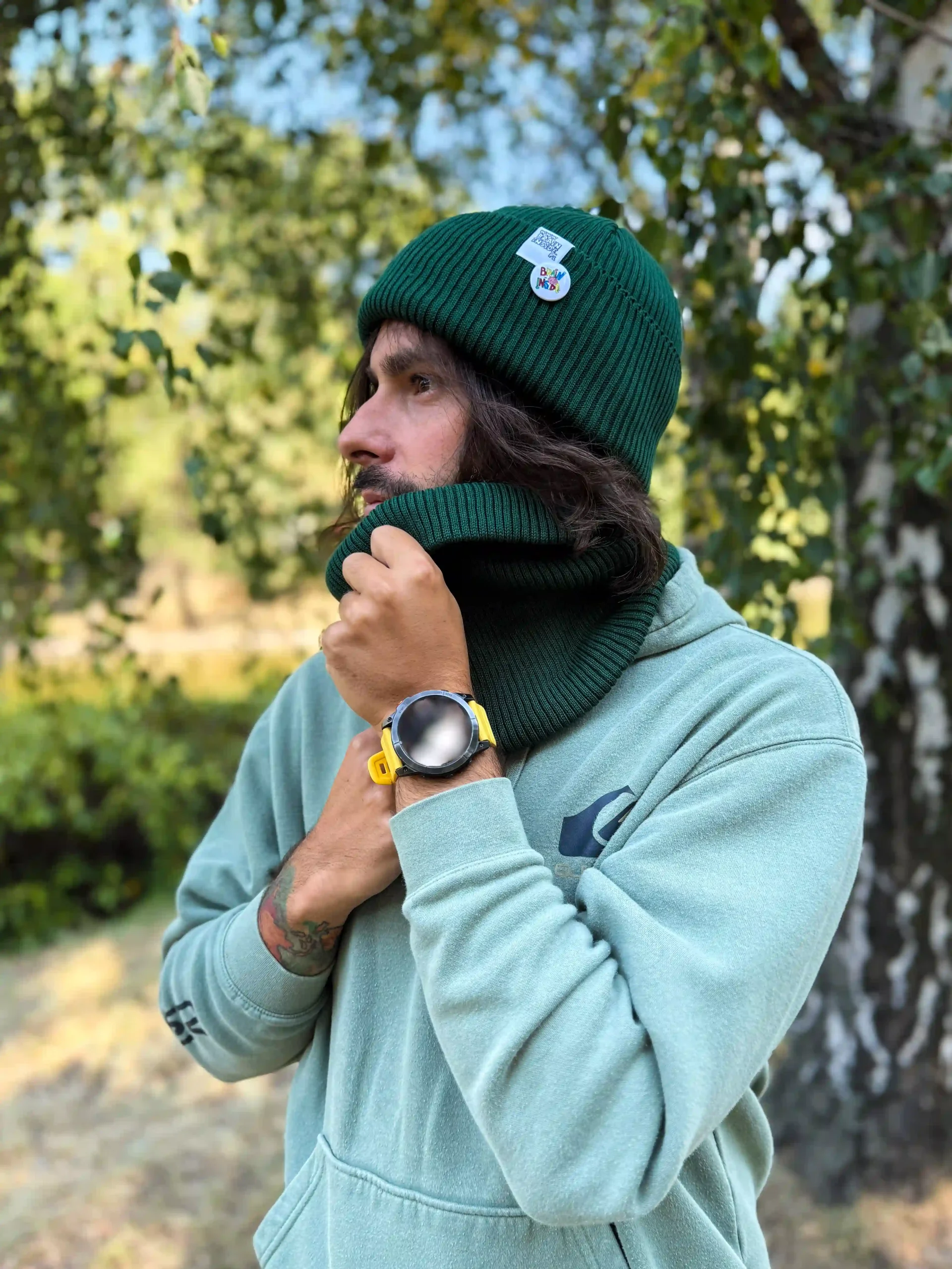 Męska czapka beanie z bawełny logo kolorowe "Zielony" 93 dokerka bawelna zielona scaled 1
