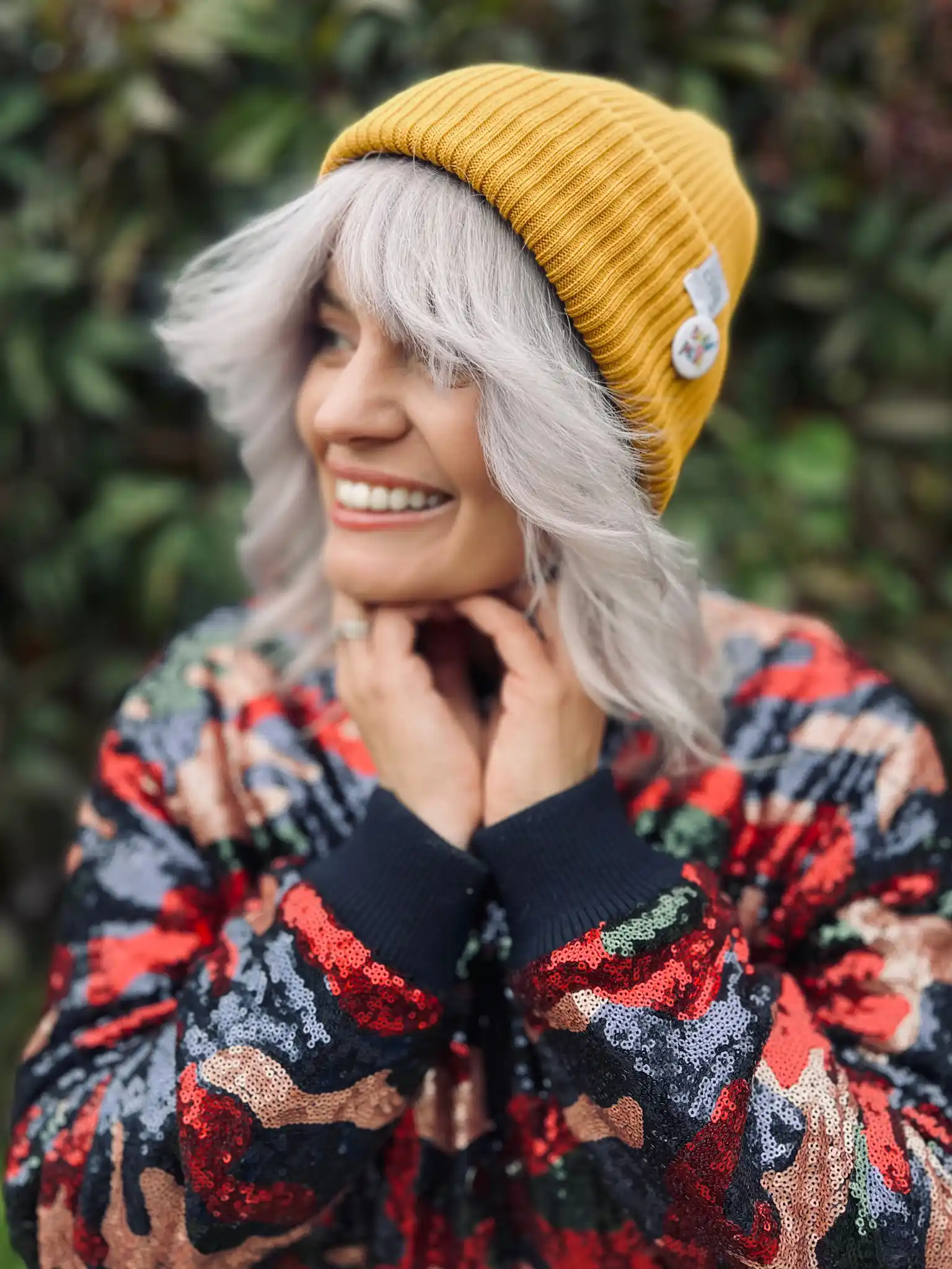 Czapka beanie z bawełny logo kolorowe "Miodowa musztarda" 24 dwustronna czapka bawelniana unisex