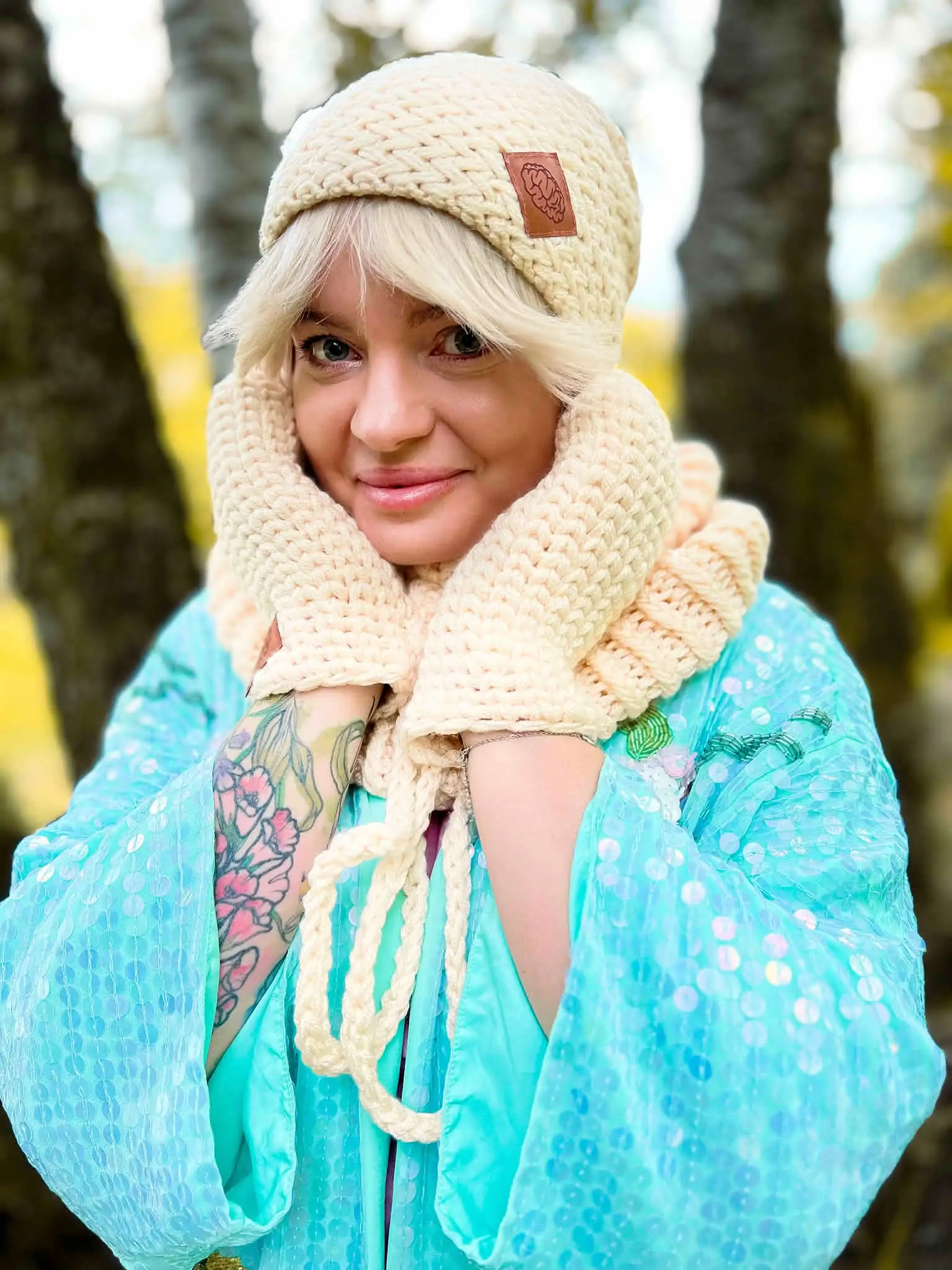 Czapka ręcznie robiona EXPLORER ,,Ecru" 33 ecru czapka