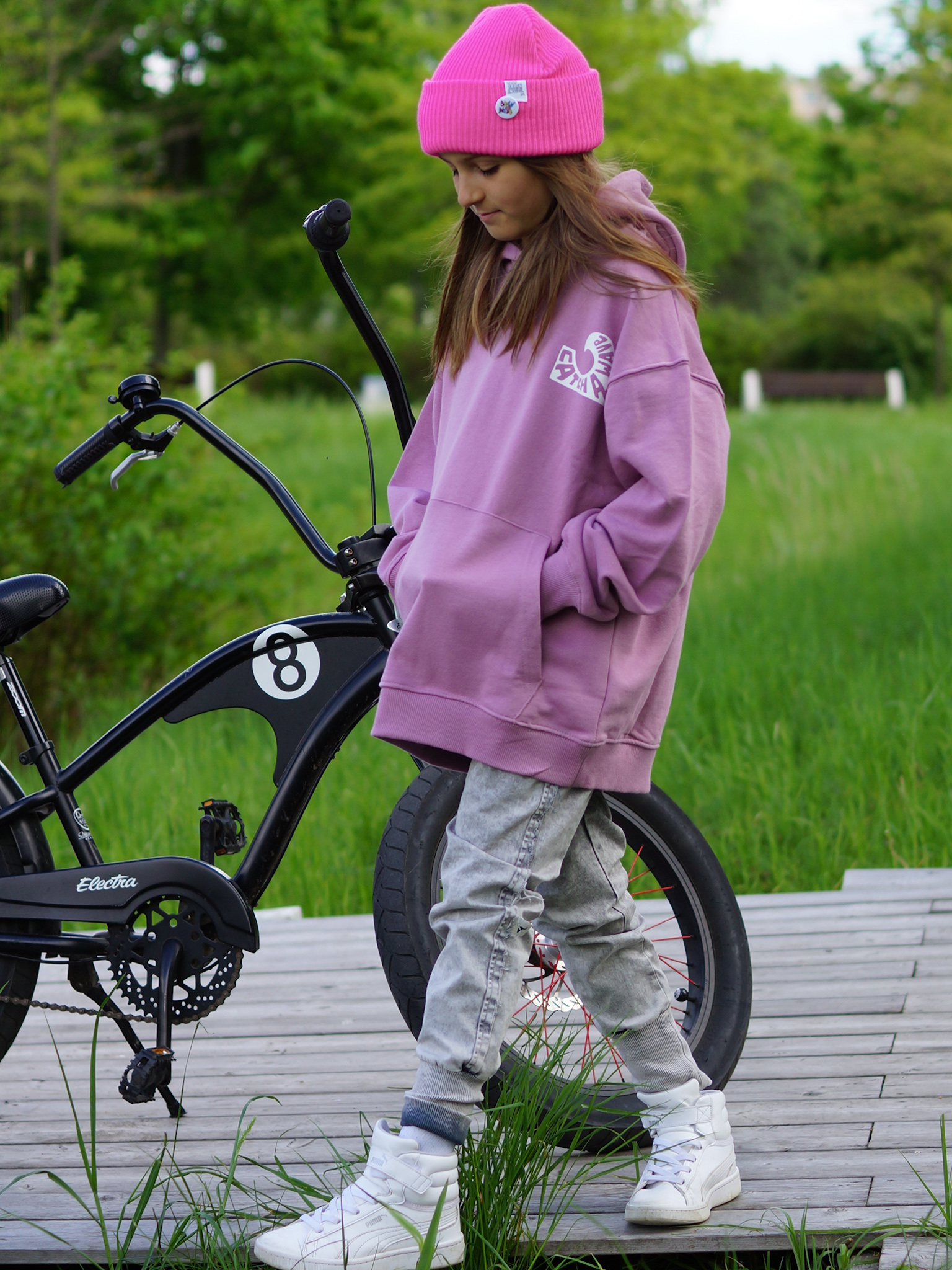 Czapka beanie dla dziecka logo kolorowe "Neonowy różowy" 183 fluo pink czapka dla dzieci Brain Inside 1
