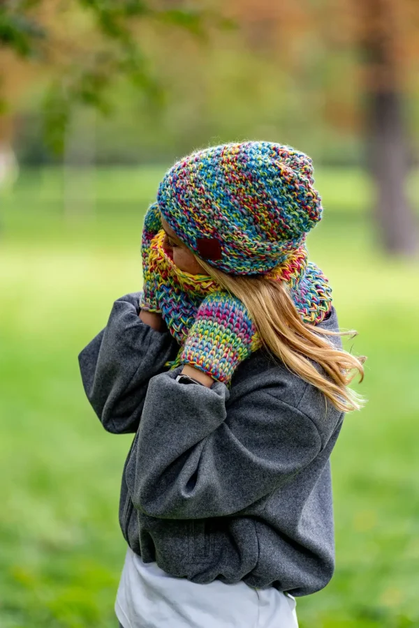Czapka MERINO Neverland "Cukierki" + podszewka BAWEŁNA 19 fryzury pod czapke