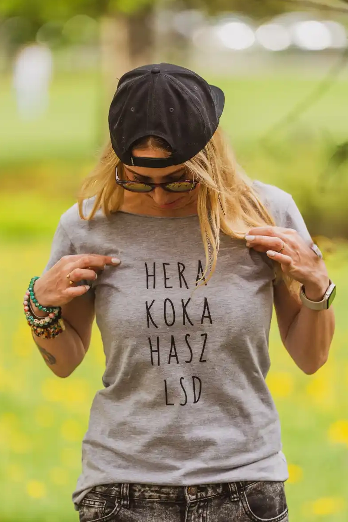 Szary top z napisem Hera koka hasz LSD 148 hera koka hasz lsd koszulka