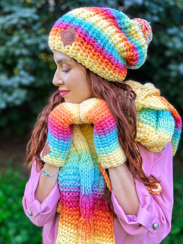 Kolorowe rękawiczki handmade ze sznureczkiem ,,Cieniowane cytrusy" 16 jak zrobic rekawiczki na drutach 1