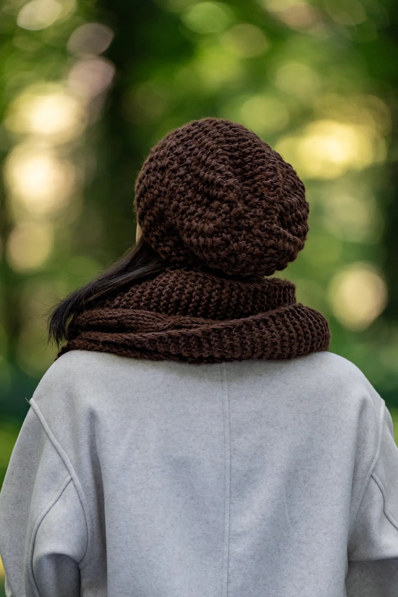 Czapka MERINO Neverland "Brązowy" + podszewka JEDWAB 23 jedwabna podszewka do czapki
