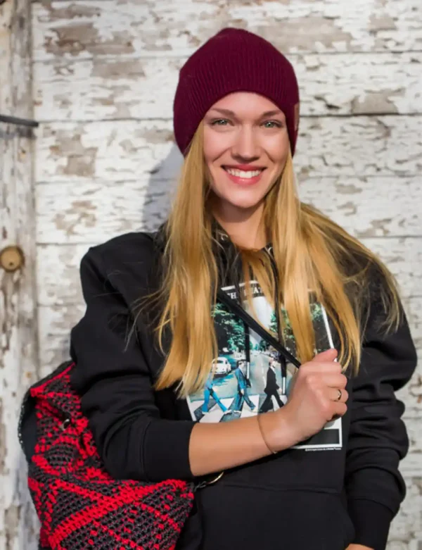 Czapka long logo ekoskórka "Bordo" 7 jesienna czapka brain inside bordo polska