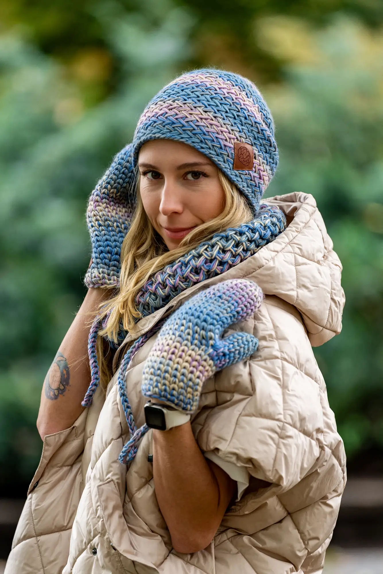 Czapka MERINO 100% Explorer "Pastele" 85 kobiecy komplet zimowy merino