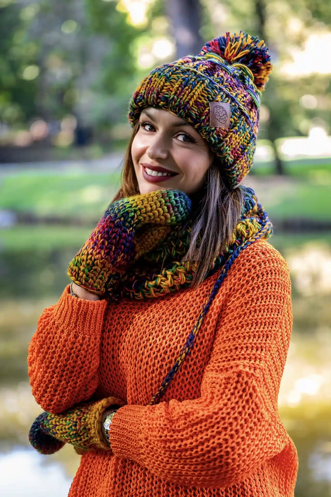 Czapka MERINO 100% Euforia "Kolory" 61 kolorowa czapka damska merino