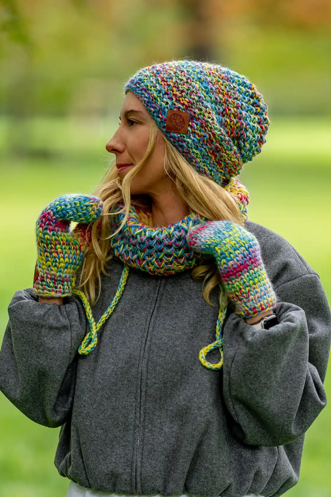 Rękawiczki MERINO 100% "Cukierki" 50 kolorowa czapka jak masz duzo wlosow