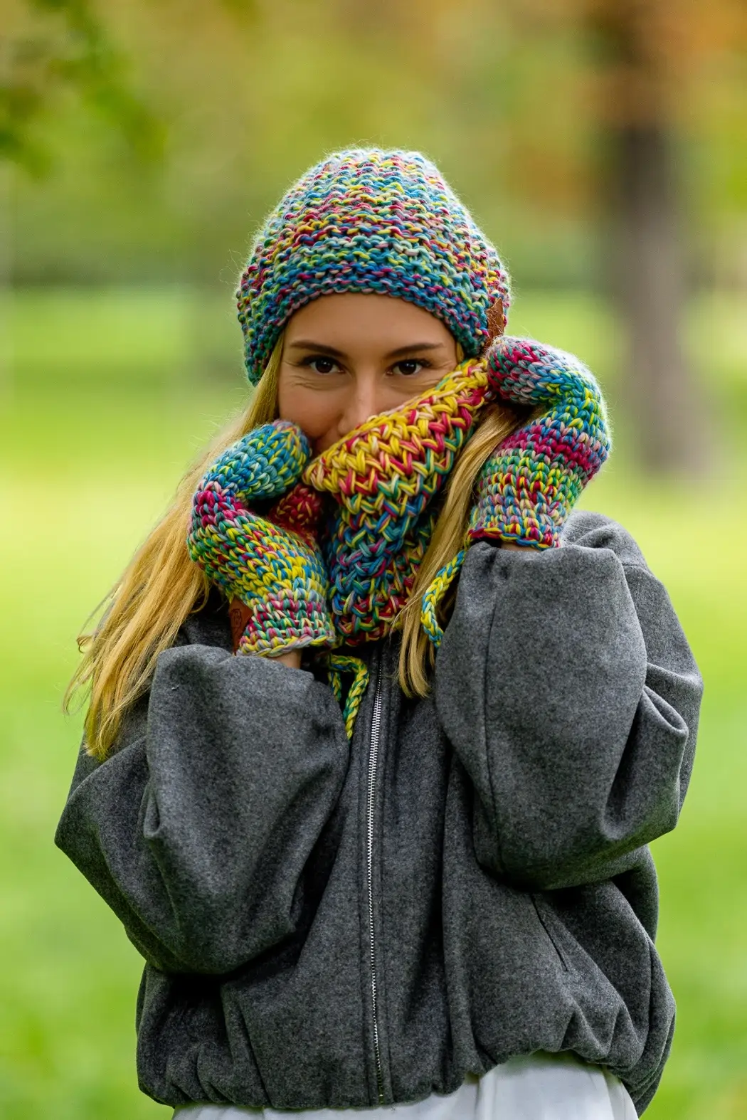 Rękawiczki MERINO 100% "Cukierki" 42 kolorowa czapka ktora nie psuje fryzury