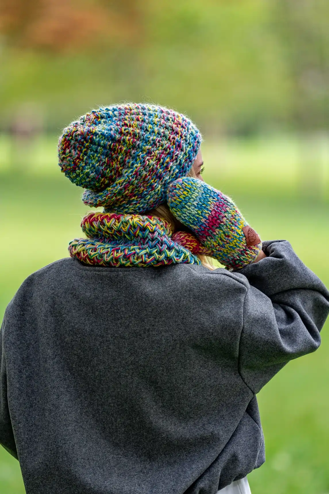 Czapka MERINO Neverland "Cukierki" + podszewka BAWEŁNA 23 kolorowa zimowa czapka dla kobiety