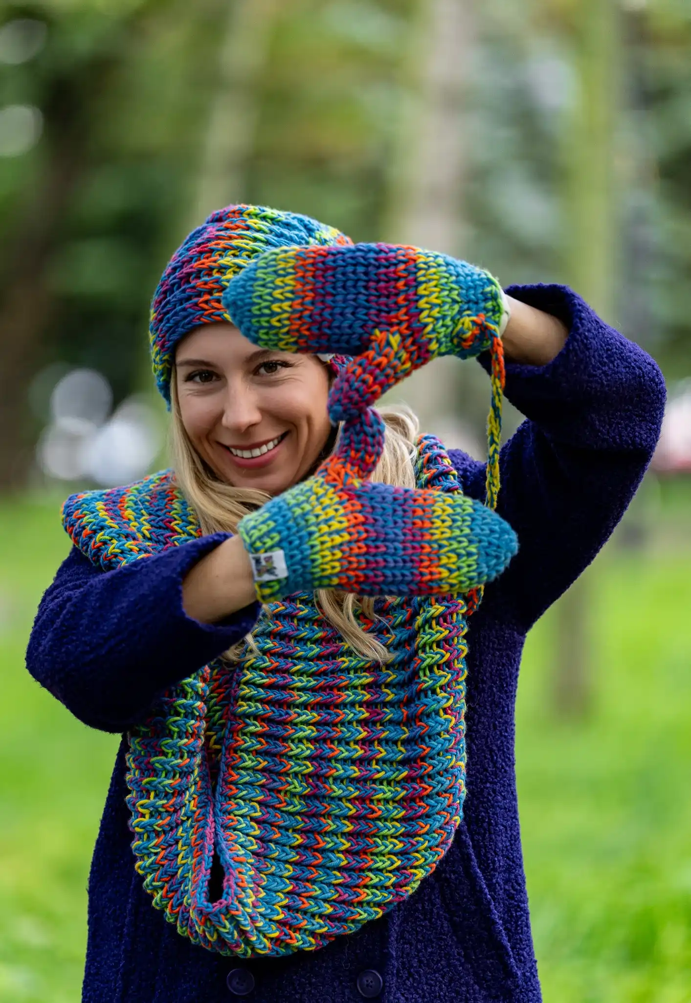 Rękawiczki MERINO 50% "Tęcza Błękit" 63 kolorowe rekawiczki merino 1 1