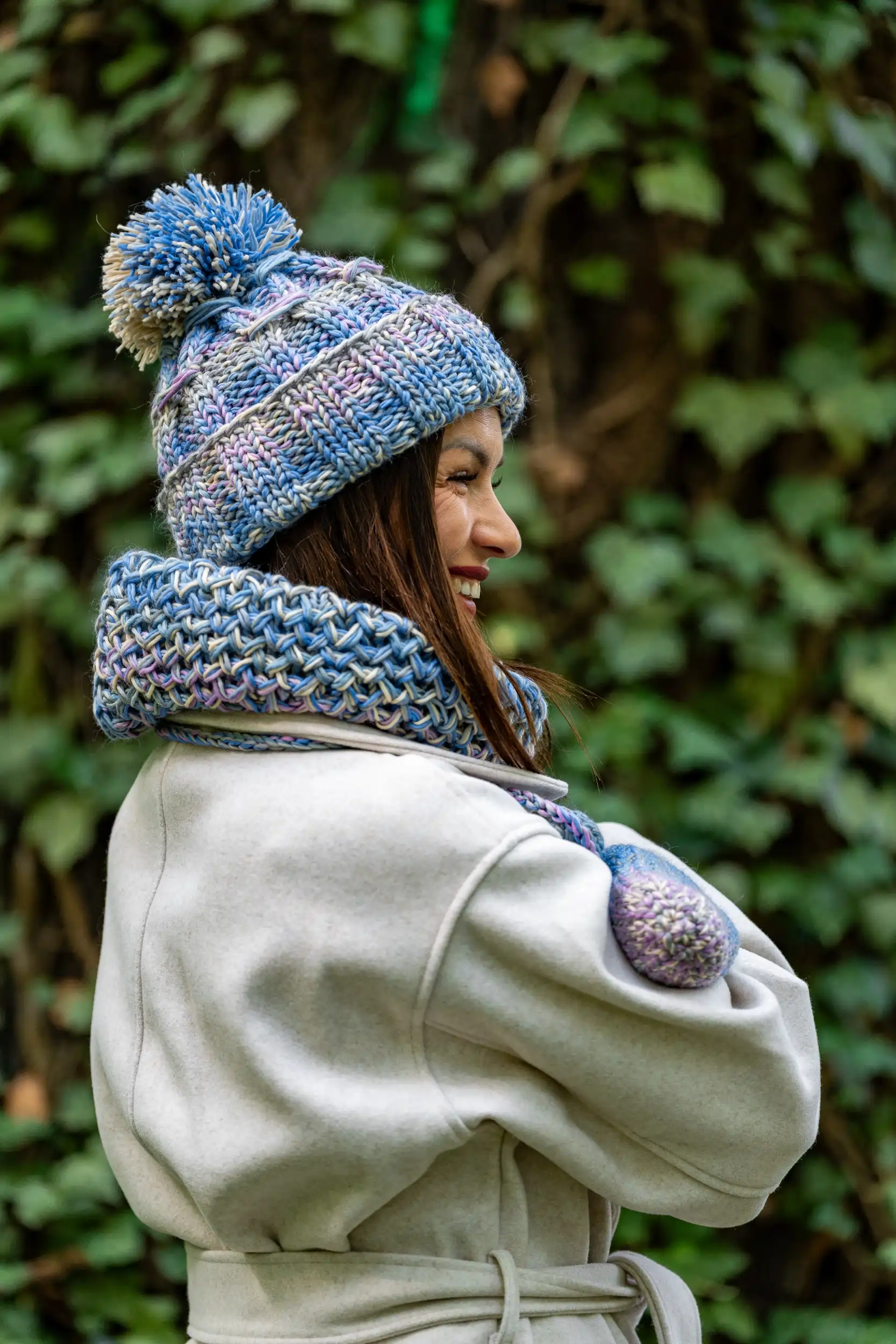 Czapka MERINO 100% Euforia "Pastele" 36 kolorowy komin merino