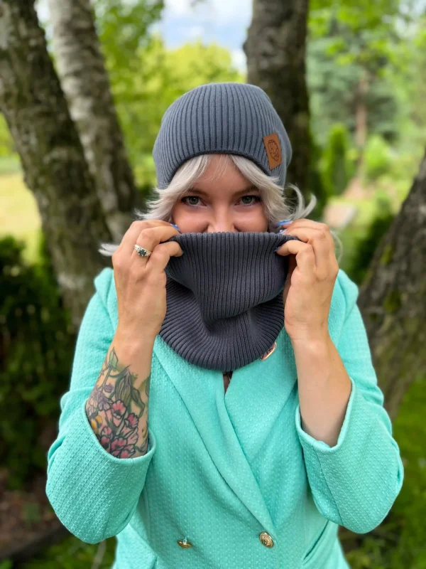 Bawełniana bandana zimowa "Ciemny szary" 16 komin bawelniany szary scaled 1