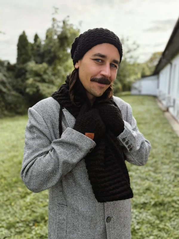 Męski komin MERINO "Czarny" 8 komin dla mezczyzny czarny merino scaled 1