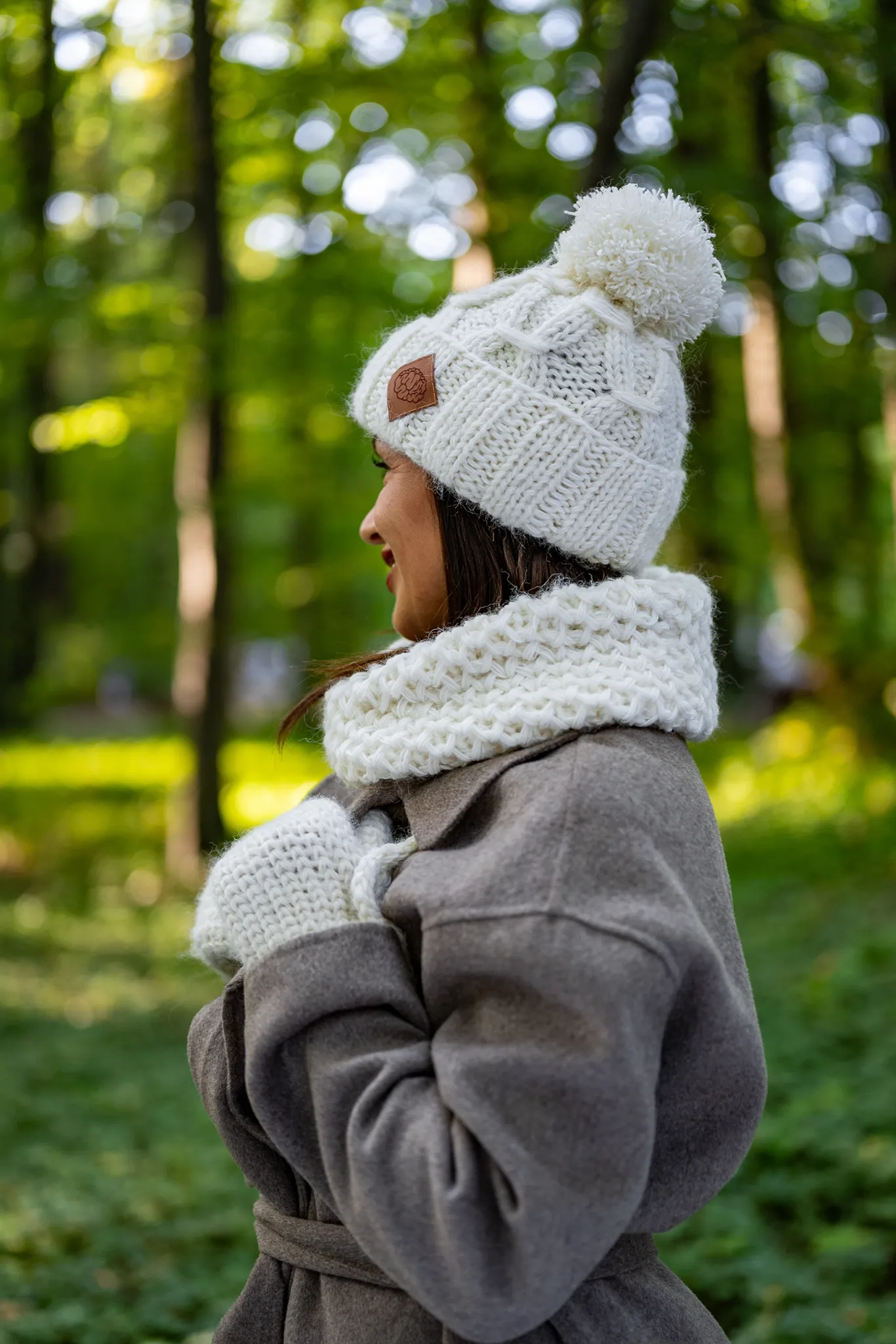 Czapka MERINO Euforia "Beżowy ecru" 15 komin merino ercu