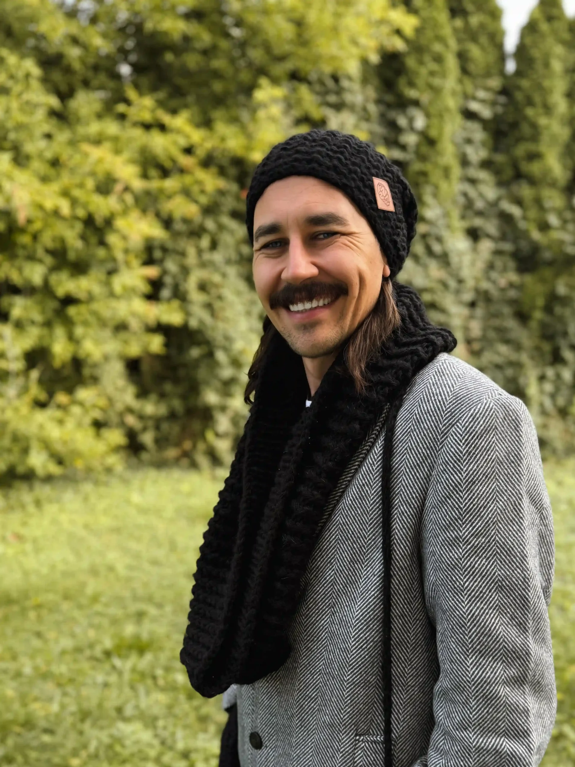 Męski komin MERINO "Czarny" 36 komin merino meski czarny scaled 1