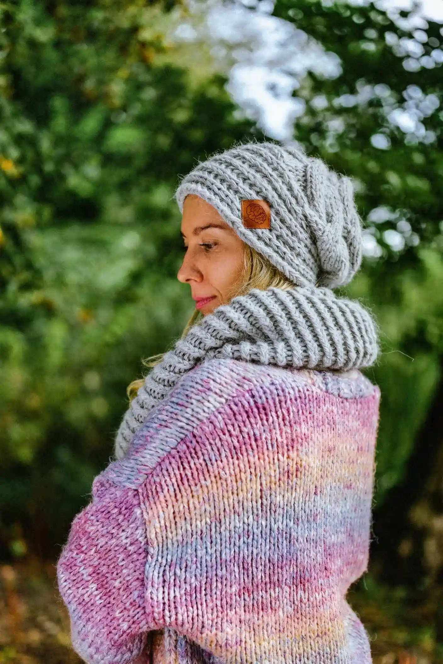 Czapka MERINO This is it "Wybielony szary" 74 komin merino szary