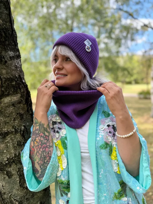 Czapka beanie z bawełny logo kolorowe "Fiolet" 5 komin na szyje fiolet scaled 1