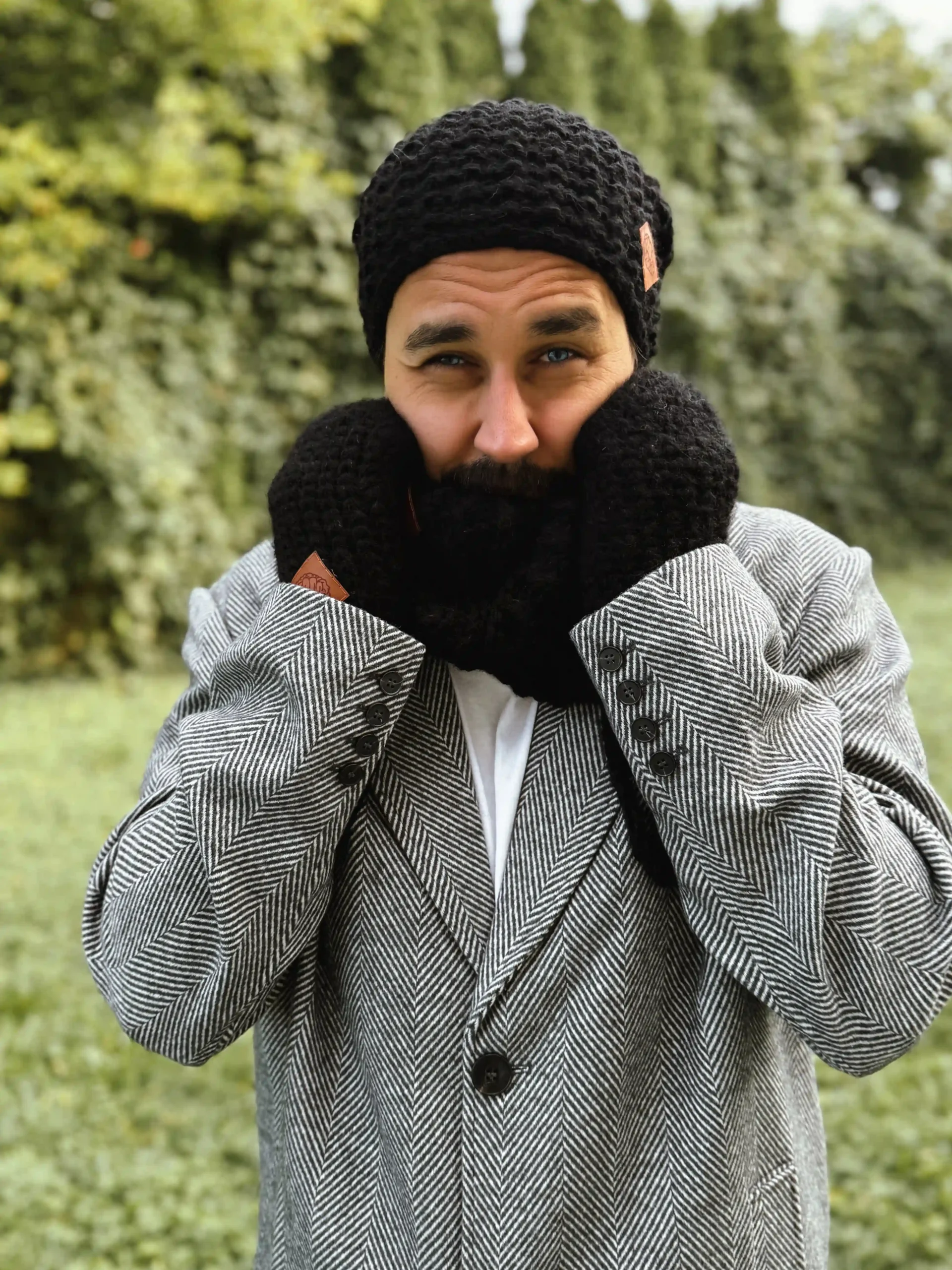 Męski komin MERINO "Czarny" 34 komin na szyje merino czarny scaled 1