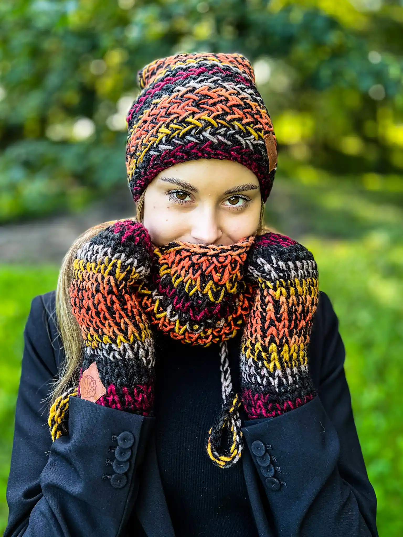 Mały komin MERINO 50% "Ciemna jesień" 188 komin zimowy handmade