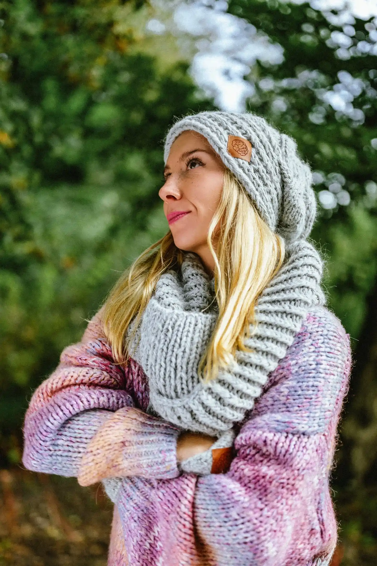 Komin MERINO "Wybielony szary" 115 komin zimowy merino