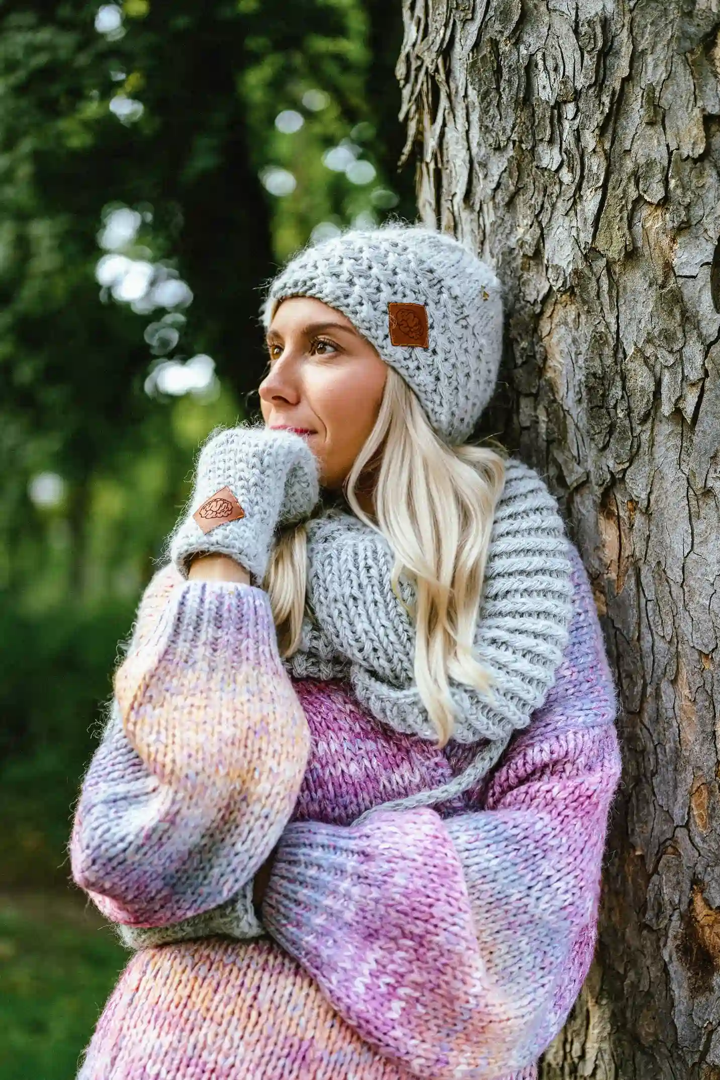 Komin MERINO "Wybielony szary" 117 komin zimowy z welny merino